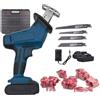 LLOZoo Sega per ossa portatile, seghe elettriche alternative per carne, 0-3000 giri/min, utilizzo: 30 min + silenzioso, con 4 seghe + 1/2 batteria,2-Battery