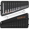 ROCHOOF Set di chiavi combinate, 32 pezzi, in acciaio al cromo vanadio, chiavi SAE e metriche a 12 punti, 1/4-1 e 7-22 mm, con custodia