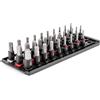 TEKTON Set di chiavi a bussola esagonali/Torx da 3/8, con binari, 32 pezzi (5/32-9/16, 4-14 mm, T20-T60) | SIB91202