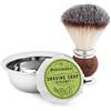 Störtebekker Shaving Accessories Störtebekker® - Premium Set di pennelli da barba con ciotola da barba in acciaio inox e sapone da barba Lavanda [incl. guida per rasatura e barba) - Idea regalo - Complemento perfetto per rasoio