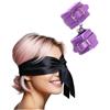 Nzoike Kit benda maschera occhi in raso - set di manette in - benda nera maschera occhi in - manette regolabili bracciale in raso - maschera occhi in (Viola)