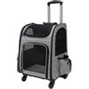 Galatée Passeggino Per Animali Domestici, Zaino Per Cani Con Ruote Rimovibili, Zaino Per Cani Approvato Dalla Compagnia Aerea, Borsa Da Viaggio Con Finestre Di Ventilazione In Rete(Grigio)