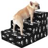 TNTGMG Scaletta per cani per letto, 45 x 35 x 30 cm, in plastica, a 3 gradini, con rivestimento in tessuto rimovibile, antiscivolo, pieghevole, equilibrata, per interni, ampi gradini durevoli