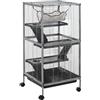 PawHut Gabbia per Piccoli Roditori in Acciaio 52x52x113.5cm Grigio Argento | Gabbietta, Gabbia per Porcellini d'India e Cincillà, 3 Piani, 4 Ruote, Amaca, Vassoio Rimovibile