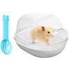 Eventerde Casetta per criceti, vasca da bagno per criceti, spaziosa coda da corsa, piccola decorazione per animali domestici, scatola per vasca da bagno trasparente per accessori per gabbia per