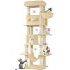 Hzuaneri Albero per Gatti, 170 cm Beige, 8 Tiragraffi, 2 Grotte | Tiragraffi per Gatti Adulti, Giochi per Gatti, Lavabile, Trespolo per Gattis con Cestini, Amaca, Pompon, MS17018YL