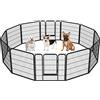 Yaheetech Recinto per Cani da Interno e Esterno 12 pz 80 x 80 cm Nero | Recinzione in Ferro con Rete, Cuccioli Gatti Conigli Animali Domestici, Giardino Casa, Salvaspazio