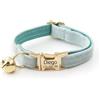 Generico Collare di gatto in velluto artificiale morbido personalizzato, Tag personalizzato del gatto, Collare del gatto inciso laser del bottone del metallo, circonferenza del collo 16-32 cm(Jade)