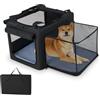 COSTWAY Trasportino Pieghevole per Cani e Gatti, Borsa da Trasporto per Animali con 2 Aperture, Finestra, Cesto Interno in Rete, Tasche Laterali e Porta Bicchiere, Gabbia Morbida e Portatile (M)
