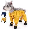 BOSENIYU Stivali impermeabili per cani con bretelle da pioggia, scarpe antiscivolo riflettenti per zampe e pancia pantaloni invernali da neve (giallo, M)