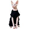 DUOMASUMI Sphynx - Vestiti estivi per gatti, in cotone elasticizzato e confortevole, senza peli, per gatti Devon Rex, Cornish, Peterbald, cani e gatti di piccola taglia (M, nero)