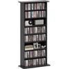 EasyComfort Mobile Scaffale Porta CD con 6 Ripiani Regolabili, Capacità di 360 CD/185 DVD, Design Moderno in Legno 58x24x124.5 cm, Nero