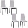 EasyComfort Set 4 Sedie per Soggiorno Imbottite in Tessuto, Sedie Sala da Pranzo Moderne con Gambe in Metallo, Capacità 120 kg, Bianco