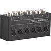 COMETX Mini Stereo 6 Canali Mixer Passivo Mini Stereo 6 Canali Mixer Passivo RCA Mixer Audio Portatile 6 in 2 Out Distributore Stereo Controllo Volume Nessuna Batteria Richiesta