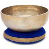 XDrum Set Campana Tibetana XDrum Omshanti 25 cm con Cuscino, Diametro: ca. 25 cm | Fatta a mano in India, Materiale: lega di ottone, Peso: ca. 1900 g, Colore: oro, Ideale come base per campana tibetana