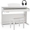 gear4music DP-10X Pianoforte digitale bianco 88 tasti pesati con sgabello e cuffie