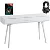 Classic Cantabile DP-730 WP - Pianoforte Digitale set 88 Tasti pesati Tastiera Ponderati Azione del Martello - Tavolo con pianoforte elettrice incorporato - Con pedaliera, cuffie - Bianco opaco
