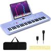 COSTWAY Pianoforte Digitale a 61 Tasti, Pianoforte Elettronica con Supporto, Microfono, Pianoforte Portatile con Adesivi per Tasti e Borsa da Trasporto, per Bambini e Adulti (Viola)