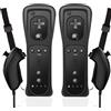 MOICUCU Wii Remote Controller con Motion Plus e Nunchuck, telecomando wireless Wii Remote Plus Controller con Nunchuck con cinturino in silicone (2 nero)