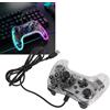 Ausla Controller di Gioco Cablato, Luce RGB Trasparente, Doppia Vibrazione, Giroscopio a 6 Assi, Funzione Burst e Risveglio, con Impugnatura Ergonomica per PC IOS Steam Deck.