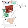 Relaxdays Stendibiancheria, Pieghevole, Verticale, 11 Aste, Salvaspazio, Stendino a Torre Compatto, Metallo, bianco