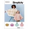 SIMPLICITY Cartamodello SS3043K5 per poncho per bambini e bambine K5 (7-8-10-12-14)