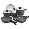 BEAVER BRAND PENTOLE BATTERIA DA 9 PEZZI STONE ROCK 22 CM - IDEALE PER CAMPEGGIO CAMPER