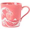 Minoribo Mino ware AKM010 - Tazza in ceramica giapponese Big Wave & Monte Fuji, prodotta in Giappone, colore: Rosso