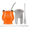 Cuopru Yerba Mate - Set tazza e cannuccia, moderno Mate Cup, Shaper, cannucce Bombilla, spazzola per la pulizia (arancione)