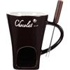 PawwJoy Tazza in ceramica per fonduta di cioccolato, con forchette, per sciogliere il formaggio, scalda burro, tealight riscaldato, per caramelle, snack, caramello, cioccolato, feste, marrone