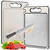 HWJPDMBD Tagliere Acciaio Inox, Tagliere Bifacciale, Tagl-iere da Cucina Professionale, tagl-iere in acciaio inox alimentare con Design a Rete Antigraffio per carne, pane, verdure e frutta (A)