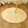 Tomifine Tappeto in Pelle di Agnello, Imitazione Della Pelliccia Tappeti, Morbido e Peloso per Stanza da Letto o Soggiorno Tappeto Soffice o Copertura per Divani e Sedie (90 cm,Giallo Bianco)