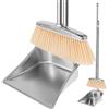 Toaboa Set di paletta con manico lungo, 118 cm, in acciaio inox, con scopa e paletta, regolabile, altamente efficiente, pulizia con pala per casa, cucina, ufficio, strada (quadrata)
