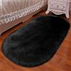 Fouriding Pelliccia Sintetica Tappeto Vello di Pecora Tappeto in Pelle di Pecora Tappeto in Pile Decorativo per Divani Del Soggiorno e Camere da Letto(Nero, 60 x 90 CM)