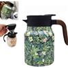 Generic Teiera termica, con motivo floreale vintage, infusore integrato, in acciaio inox, con coperchio, per bevande calde, per bevande calde, cucina e casa (verde)