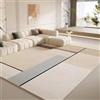 AUWUUA Tappeti soggiorno con linee geometriche minimaliste, 250x250 cm, color crema, Tappeto a pelo corto lavabile antiscivolo per camera da letto, hotel, ufficio, sala da pranzo, sottili