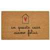 Social crazy Tappeto zerbino personalizzato - In questa casa siamo felici - cocco naturale ideale per ingressi (Cocco Naturale, 60x40 cm)