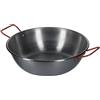 GREGORIOSTORE Padella in Ferro Spazzolato Fonda con Manici Rossi, Ideale per Preparazioni Etniche e Fritture Cucina al Salto e Wok, Compatibile con Fornelli a Gas o Legna (32 cm)