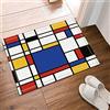 EdCott Mondrian interna tappetino antiscivolo tappetino bagno camera letto tappeto cucina tappetino porta esterna stuoia porta mat 40x60 cm famiglia tappeto quadrato creativo nuovo stile