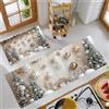 MLSOWM Set di 2 Tappeti da Cucina Antifatica, Tappetini da Cucina Sfondo Natalizio Tappeto passatoia Lavabile Tema Del Festival per Corridoio, Sala da Pranzo, Beige