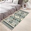 Tomifine Tappeto con nappe, bohémien, lavabile, tessuto, stampato, Tappeti per soggiorno, camera da letto, porta d'ingresso (90x180 cm,Verde Marrone)