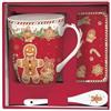 EASY LIFE Set mug in porc.350 ml c/cucch.e sottob.in sug.in color box FANCY GINGERBREAD