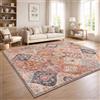 Paco Home Tappeto Soggiorno Vintage Pelo Corto Stile Boho Lavabile Antiscivolo Facile Da Pulire Design Retro Moderno, Colore:Multicolore, Dimensione:200x280 cm