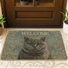 Generic Zerbino con gatto grigio, tappetino di benvenuto con simpatico animale, per interni ed esterni, decorazione vintage, in gomma, antiscivolo, assorbe la polvere, facile da pulire, 73 x 43 cm