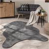 Paco Home Tappeto Salotto Pelo Corto Monocolore Moderna Forma Di Pelliccia Finta Morbida, Dimensione:80x120 cm Forma di pelliccia, Colore:Antracite