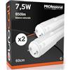 Eurocali 2x Tubi LED 60cm G13 T8 7,5W Professionale Alta Efficienza Garanzia 5 Anni 850 lumen - Luce Bianco Naturale 4000K - Fascio Luminoso 160° - Sostituzione Neon