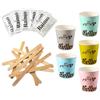AURACAFFE' kit accessori caffe con 150 Bicchierini Caffè Di Carta Biodegradabili 75ml con Grafica Biocompostabili - 150 Palettine e 150 Bustine Di Zucchero. Made In Italy