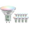 Ledvion - 10X Smart RGB+CCT GU10 LED Spot, 5W, 345 Lumen, Dimmerabile, Wifi-Illuminazione, Wifi-luce, Alexa & Google Home