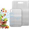 Mayhug Tagliere in acciaio inossidabile, 2 pezzi in titanio, tagliere in acciaio inossidabile 304 per cucina, tagliere in metallo per carne, frutta, verdura, lavabile in lavastoviglie (25 x 15 cm + 34 x 23