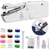 FRGHF Mini macchina da cucire, portatile, mini macchina da cucire elettrica, strumento per la casa per tessuti, artigianato, uso domestico (batteria non inclusa) (bianco)